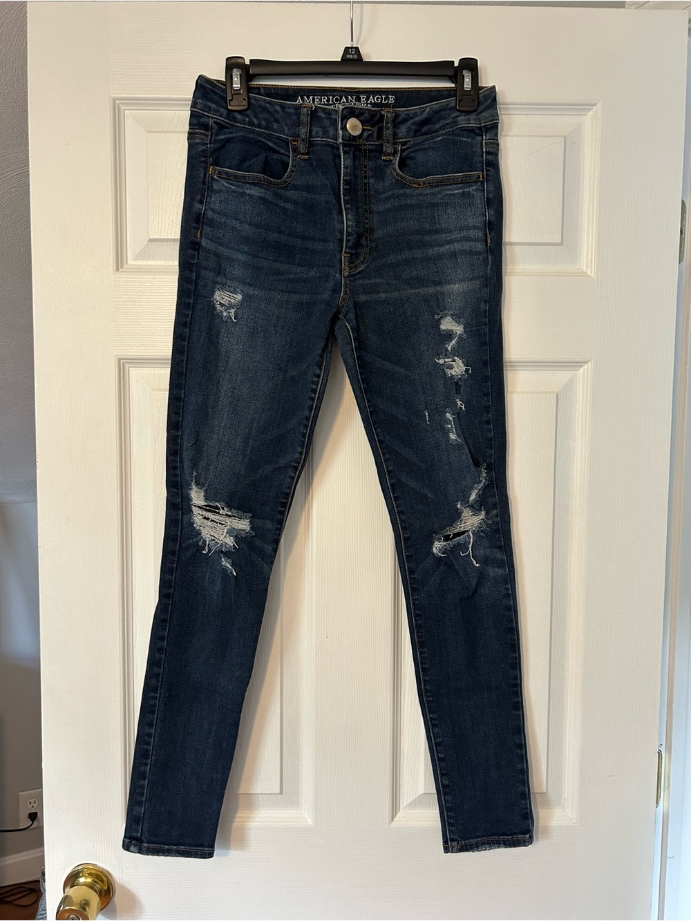 American Eagle Outfitters Dark Blue Distressed Skinny Jeans